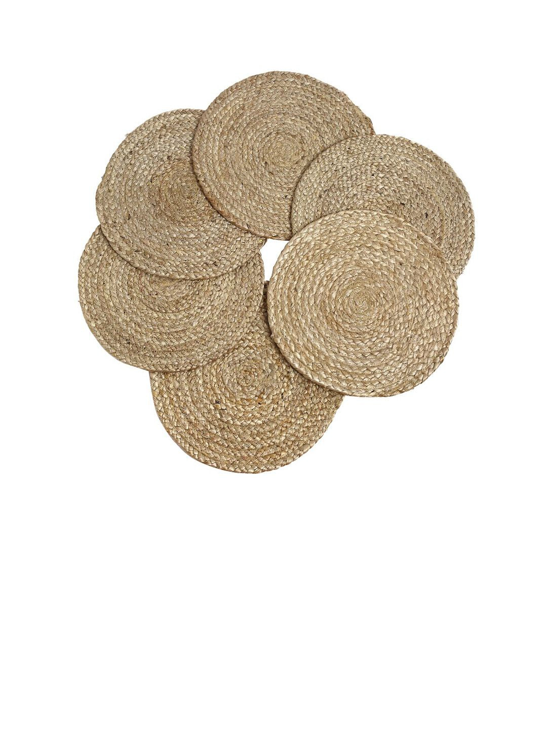 HOSTA HOMES Set Of 6 Brown Braided Reversible Jute Table Placemats