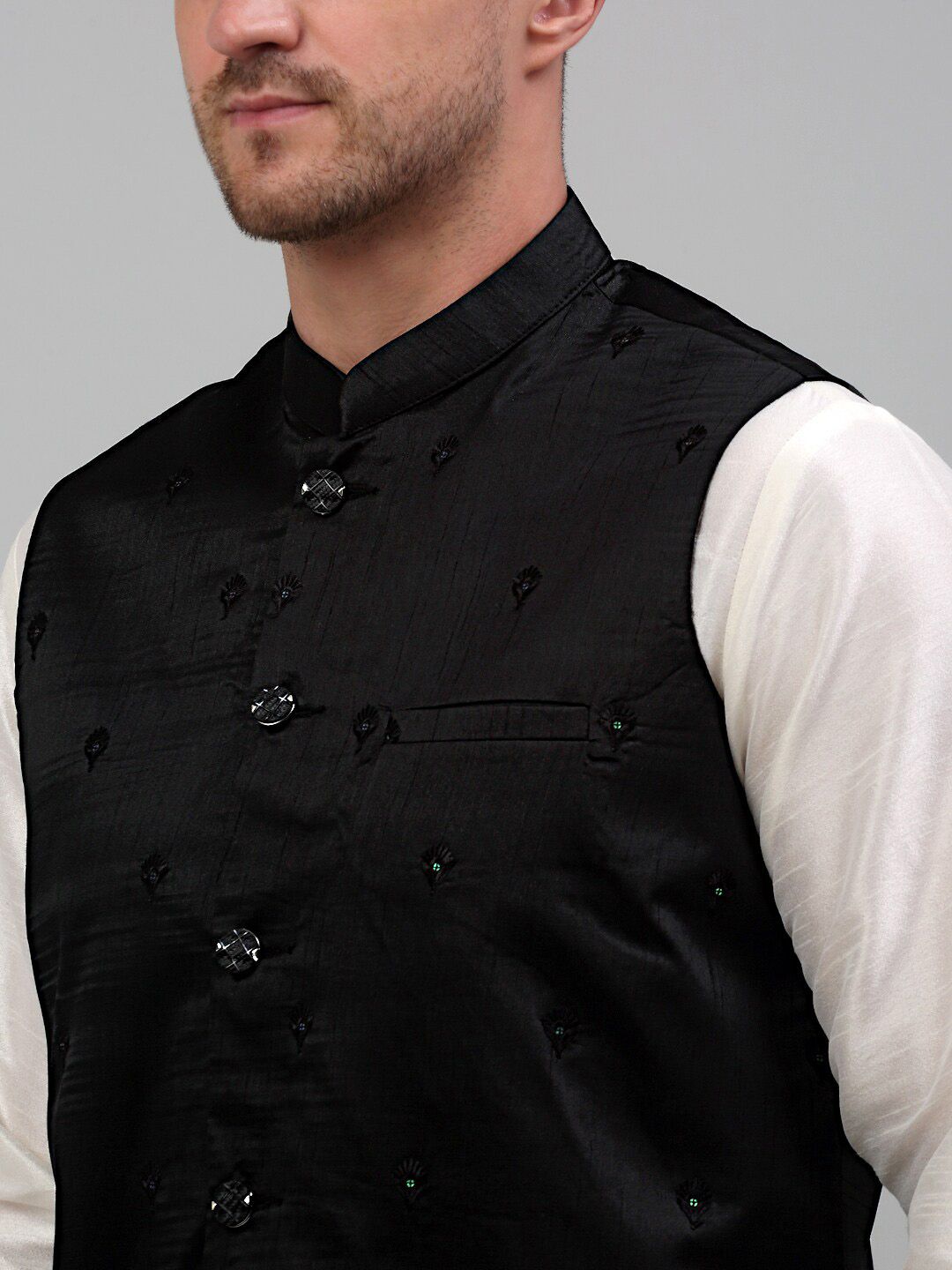Jompers Embroidered Silk Cotton Nehru Jackets