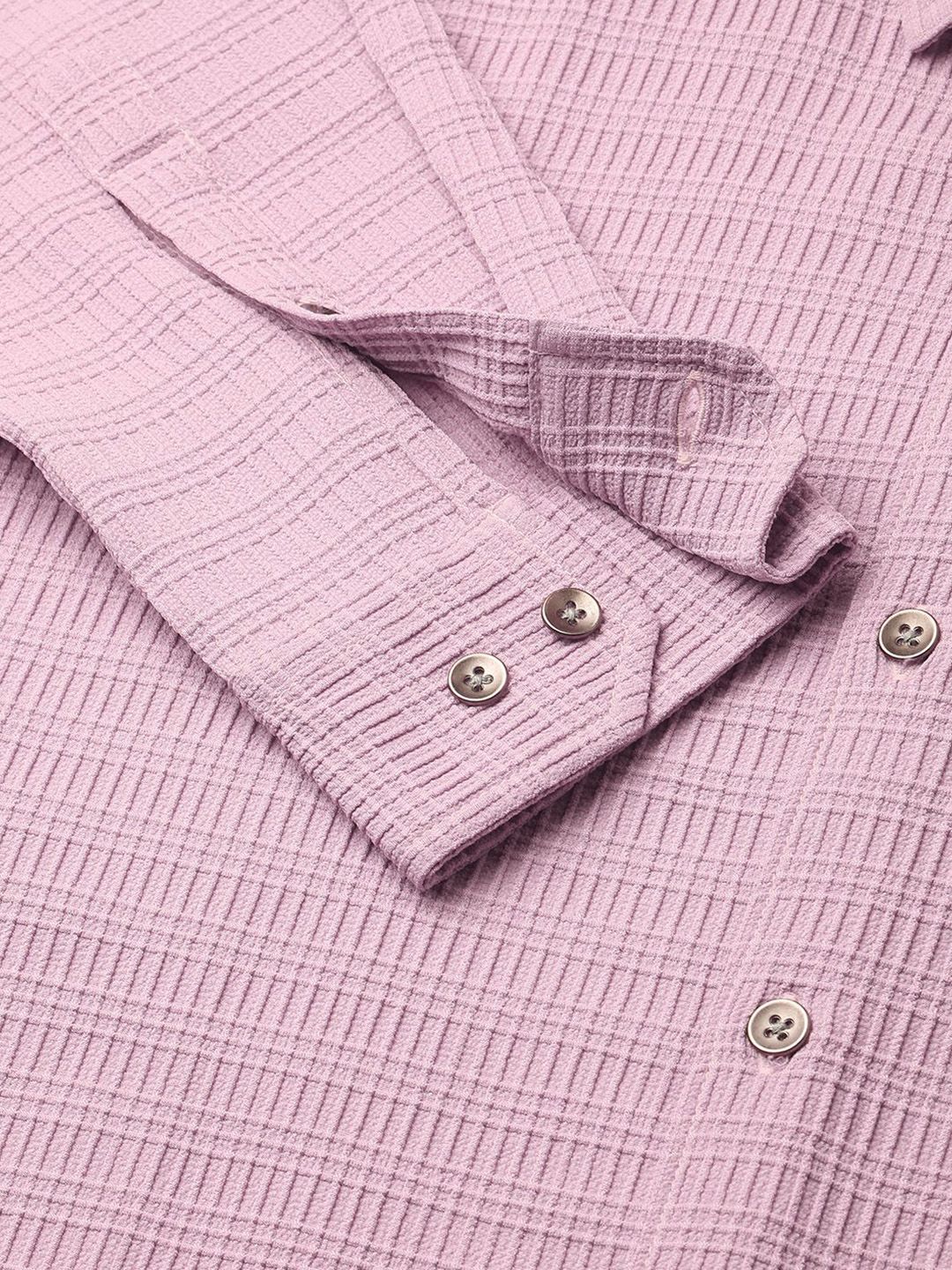 VASTRADO Men Classic Spread Collar Textured Slim Fit Casual Shirt