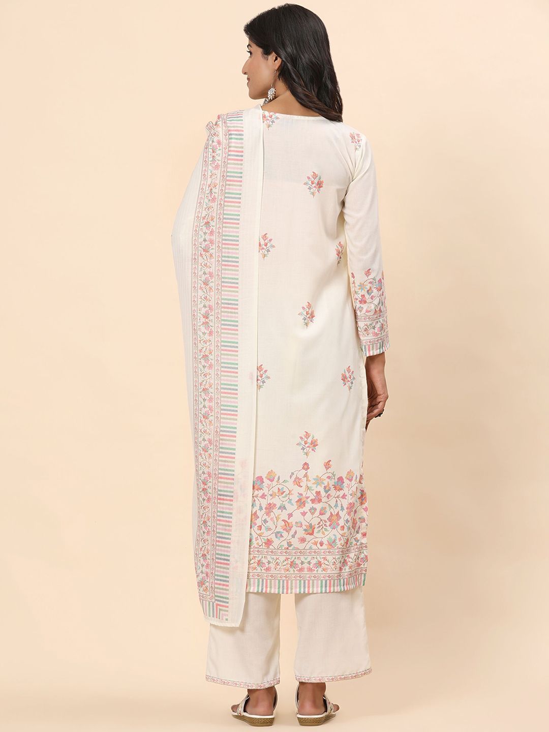 Mamicha Women Floral Printed Regular Pure Cotton Kurta with Trousers & With Dupatta