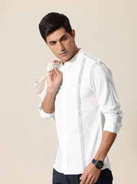Mr Bowerbird Pure Cotton Embroidered Tailored Fit Opaque Casual Shirt