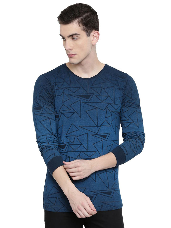 ADRO Men Geometric Printed Round Neck T-shirt