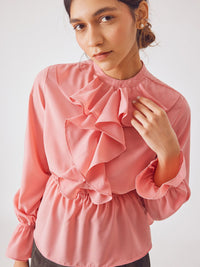 The Label Life Cinched Waist Ruffle Top