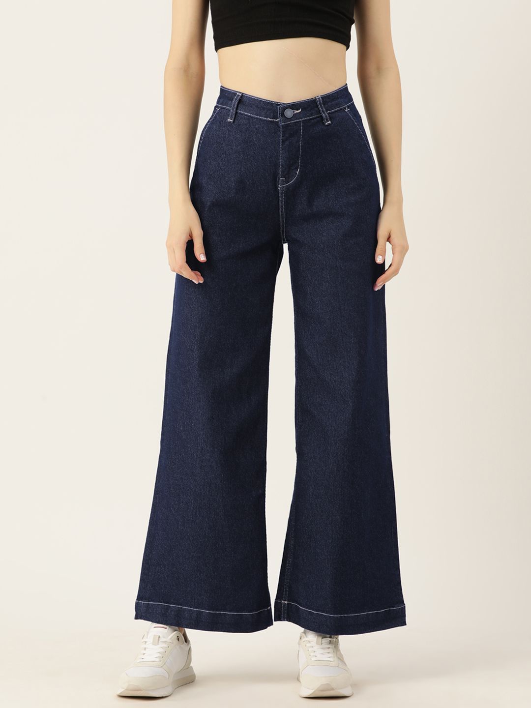 DressBerry Women Wide Leg High-Rise Stretchable Jeans
