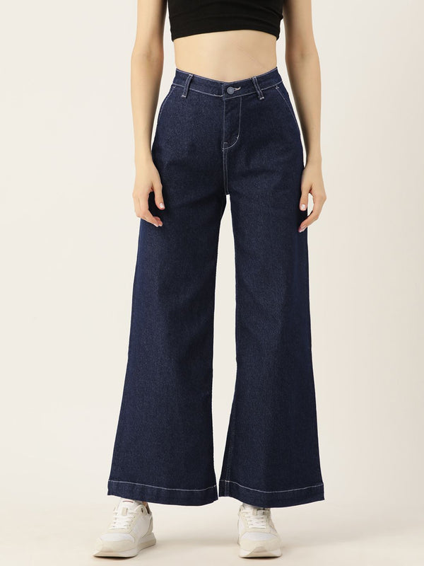 DressBerry Women Wide Leg High-Rise Stretchable Jeans