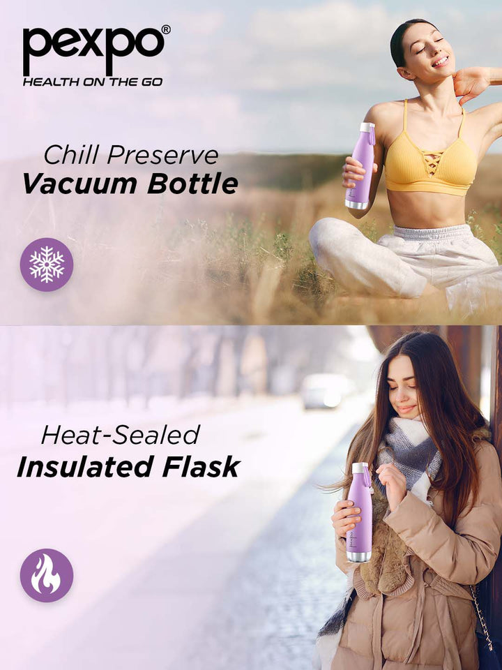 Pexpo Espresso Orchid Purple ISI Certified Thermosteel Hot & Cold Flask -500 ml