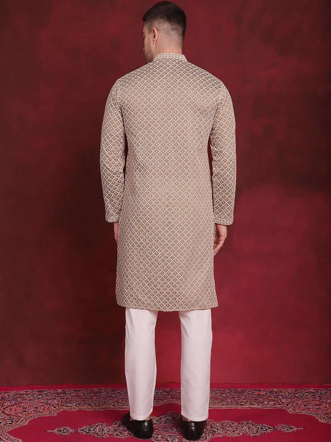 Jompers Embroidered Regular Sequinned Kurta with Pyjamas
