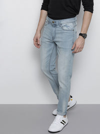 The Indian Garage Co Men Blue Slim Fit Light Fade Stretchable Jeans