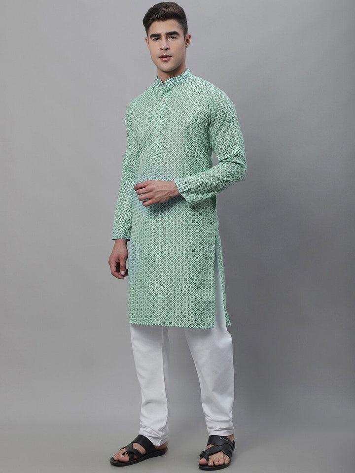 SOJANYA Kurta Linen Kapas Bercetak Motif Etnik Dengan Churidar