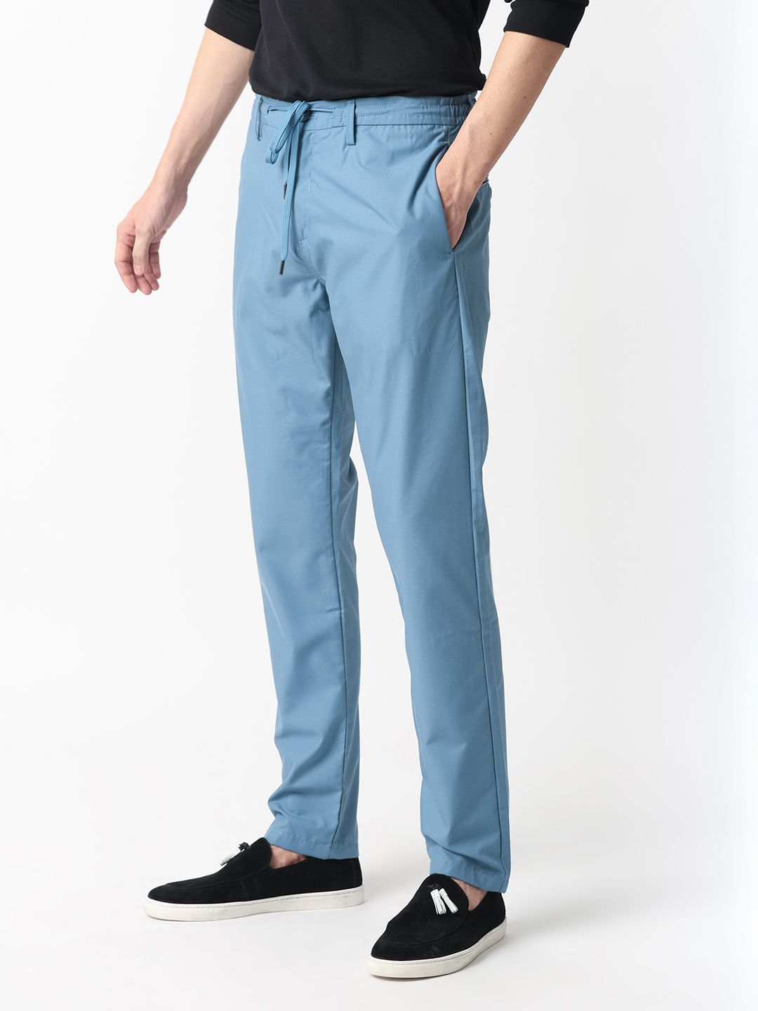 RARE RABBIT Men Aux Drawstring Slim Fit Mid-Rise Trouser