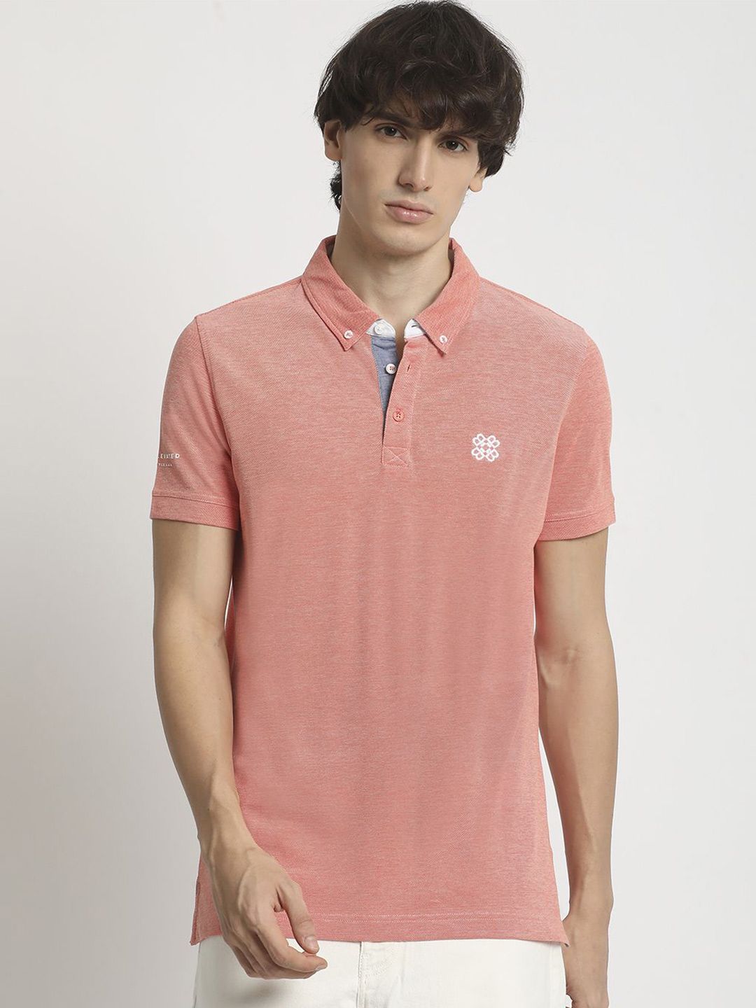 The Bear House Men Solid Polo Collar Regular Fit Tshirt
