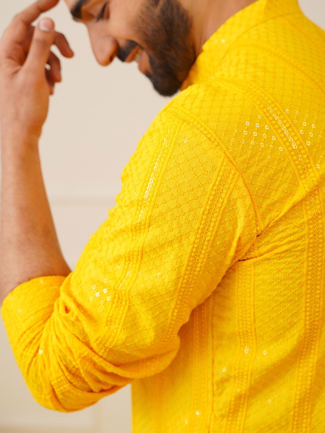 Jompers Striped Sequins Chikankari Embroidered Strigth Kurtas