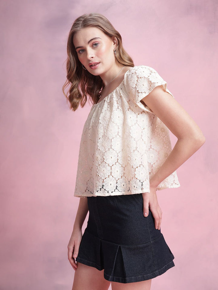DressBerry Floral Lace Boxy Top