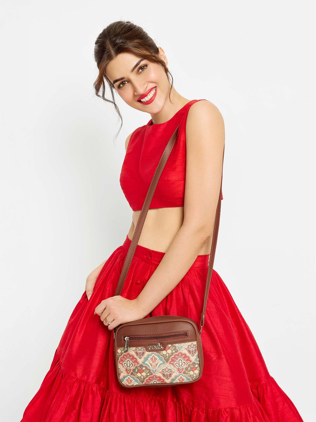 ZOUK Women Multicoloured Ethnic Motifs Structured Sling Bag