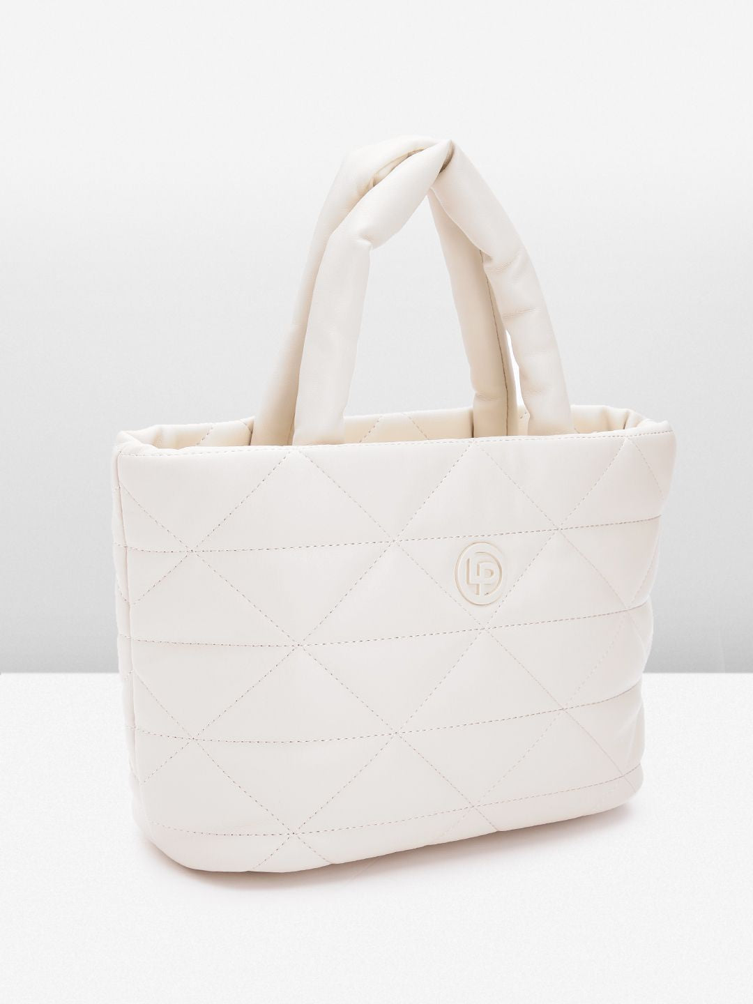 Lino Perros Women Geometric Textured Structured Handheld Bag with Quilted Detail