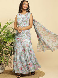 W Floral Printed Waist Tie-Ups Culotte Jumpsuit