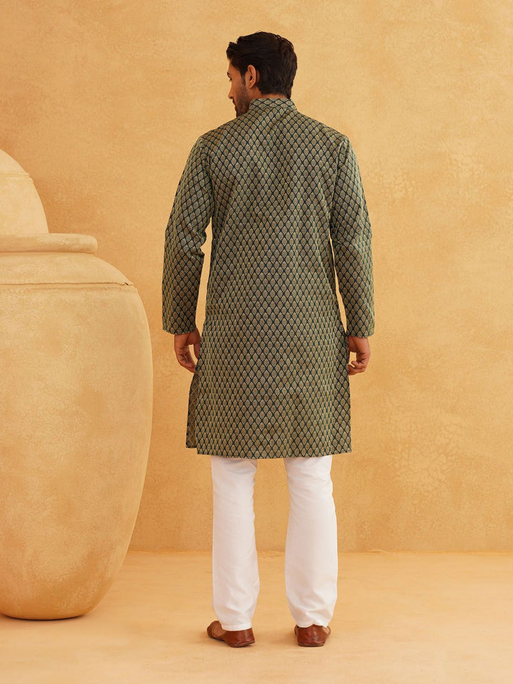 SOJANYA Motif Etnik Tenunan Rekaan Kurta Kolar Mandarin Dengan Churidar