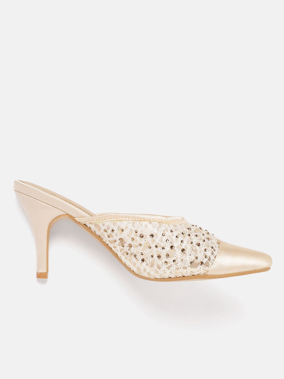 Lino Perros Woven Design Embellished Slim Heeled Mules