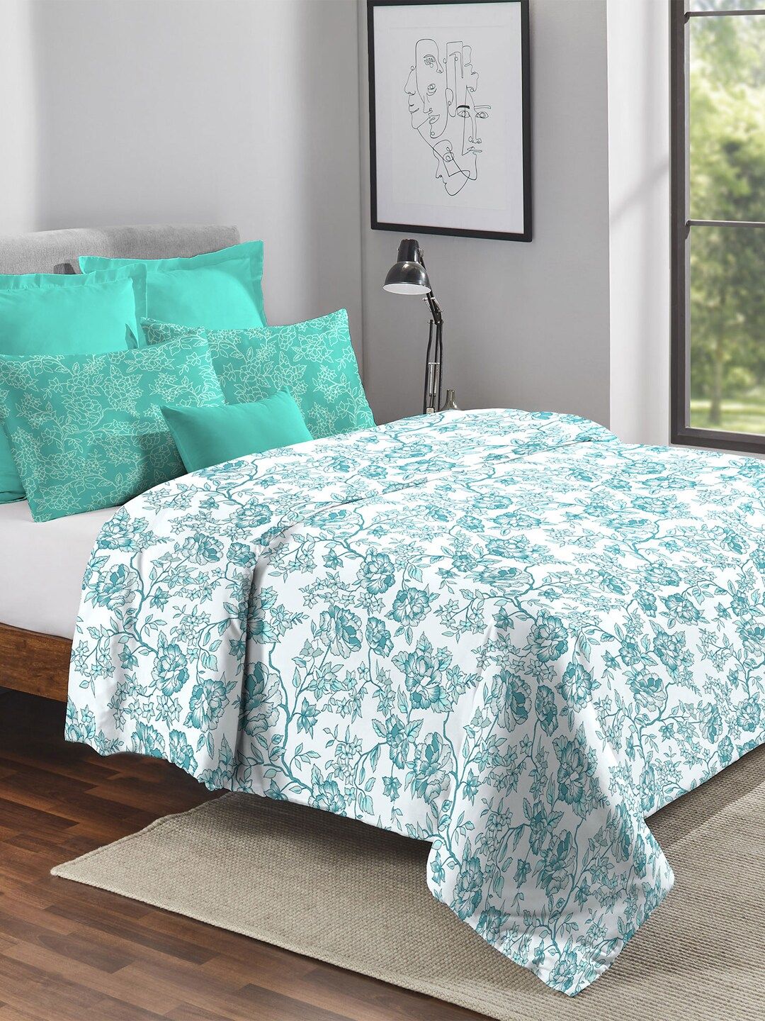 MYTRIDENT Feather Tales Floral Mild Winter 150 GSM Pure Cotton Double Bed Comforter