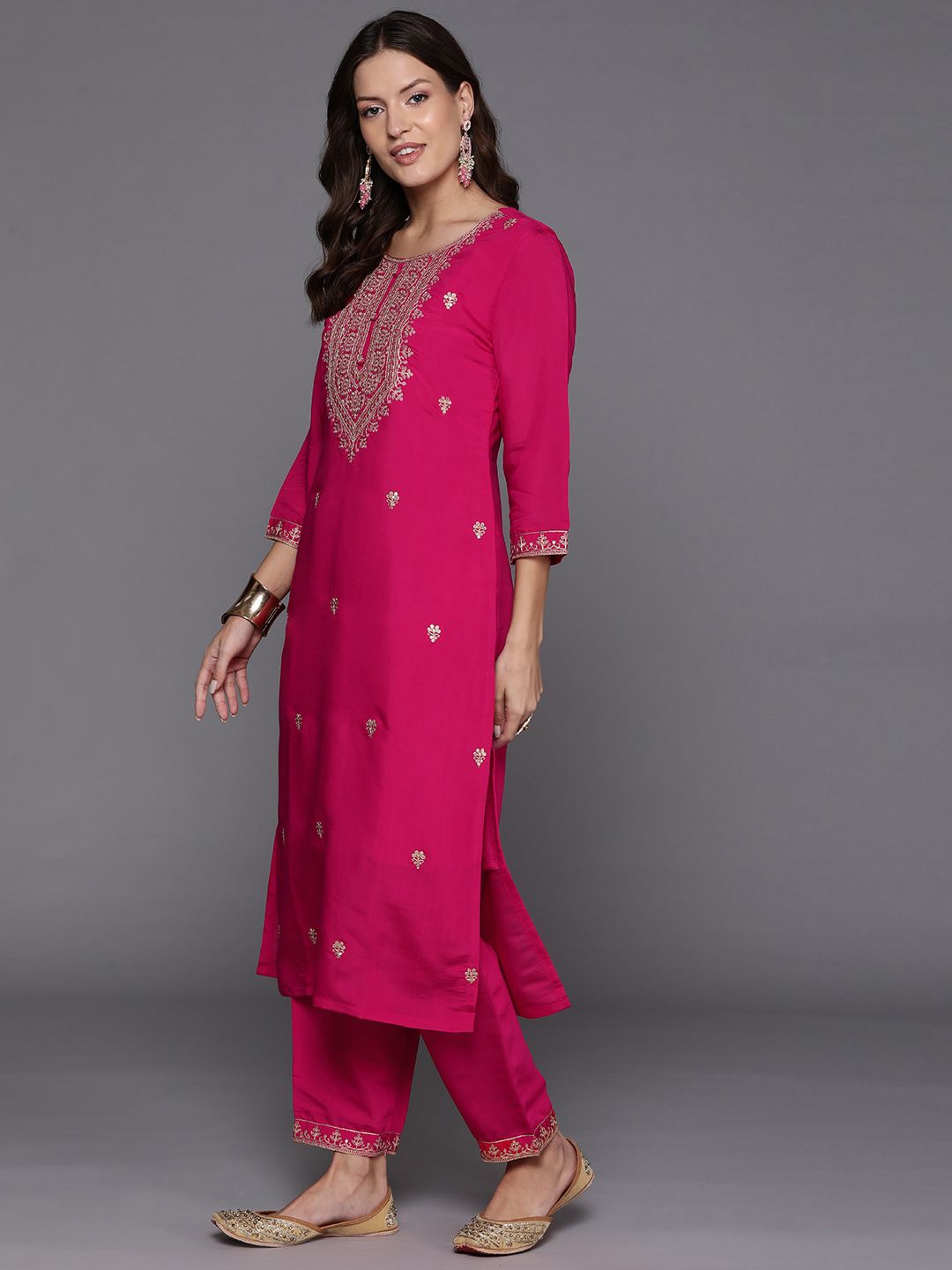Indo Era Women Ethnic Motifs Yoke Design Regular Sequinned Kurta with Trousers & Dupatta