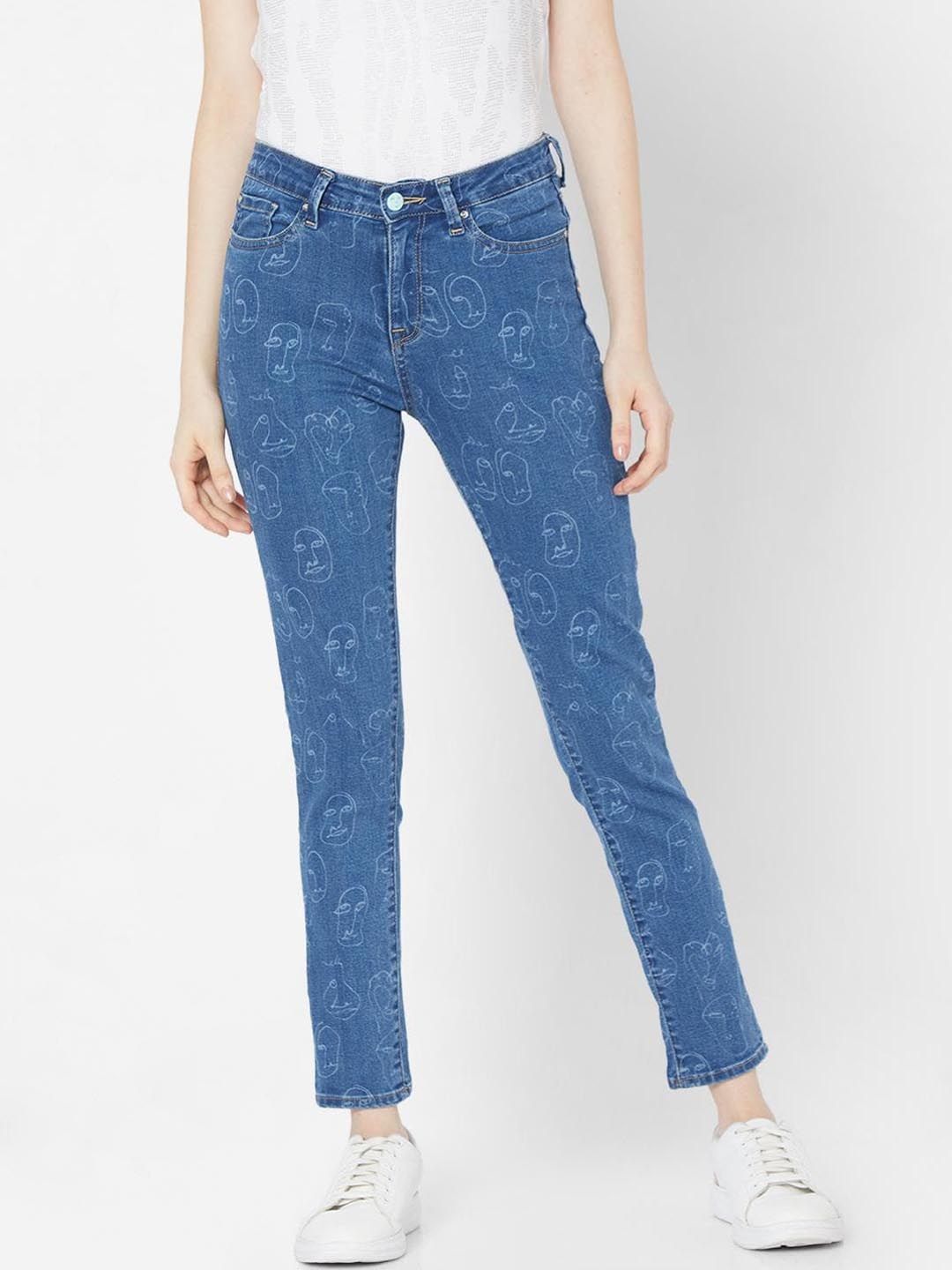 SPYKAR Women Blue Skinny Fit Low Distress Light Fade Jeans