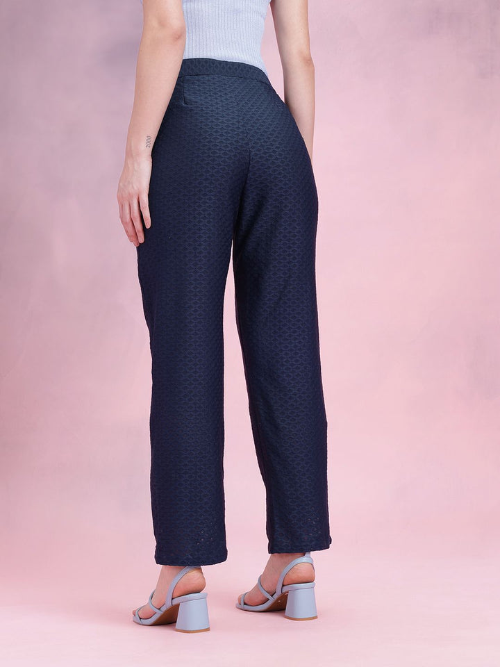 DressBerry Women Textured Pleated Trousers