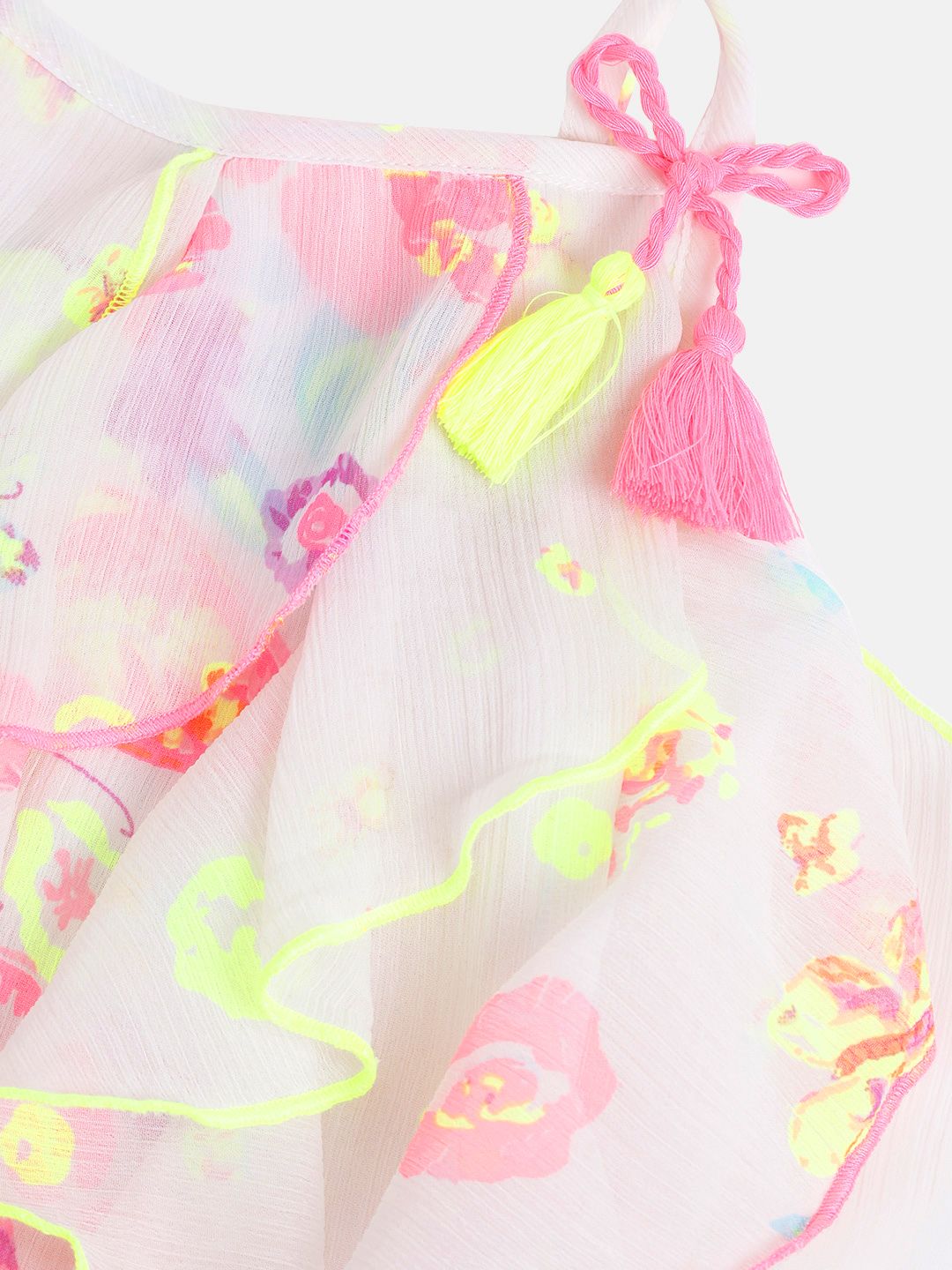 Nauti Nati Infant Girls Multicoloured Floral & Butterfly Print Ruffled A-Line Dress