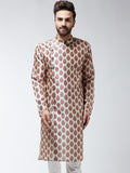 SOJANYA Men Red & Beige Printed Straight Kurta