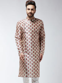 SOJANYA Men Red & Beige Printed Straight Kurta