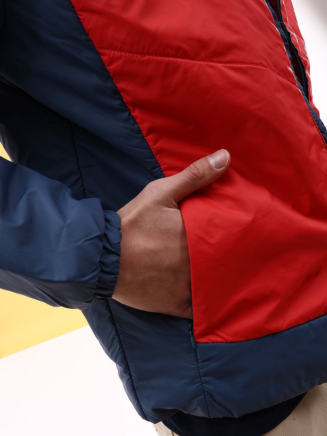 The Indian Garage Co Men Colourblock Zip-Front Regular Fit Bomber Jacket