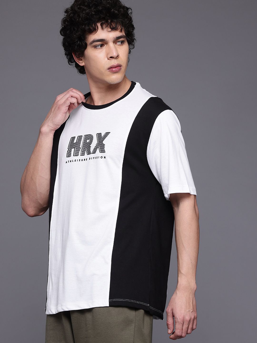 HRX by Hrithik Roshan Colourblocked & Brand Logo Print Lifestyle T-shirt