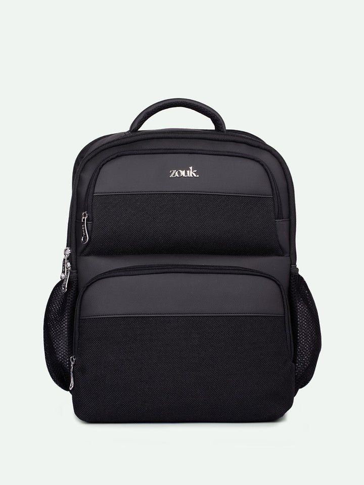 Zouk Jet Unisex Padded Vegan Leather Backpack-up hingga 16 inci