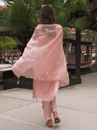 Indo Era Floral Embroidered Sequinned Straight Kurta with Trouser & Dupatta
