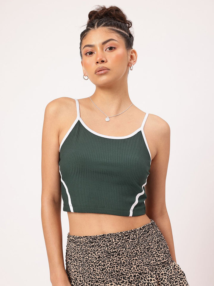 DressBerry Biker Chic Rib Knit Cami Crop Top