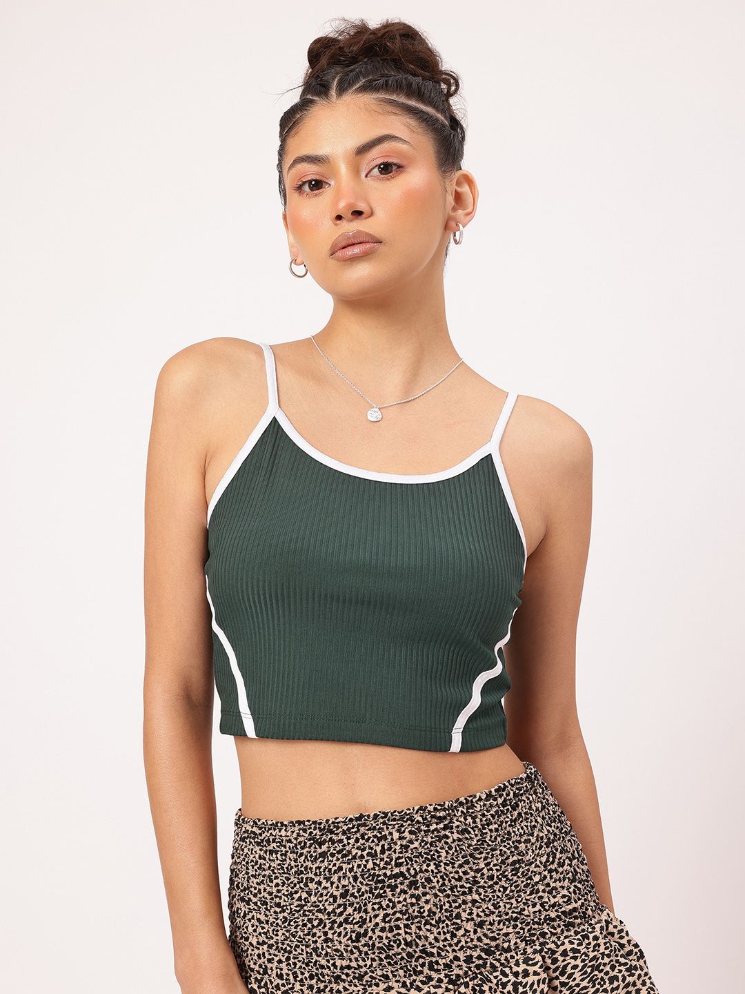 DressBerry Biker Chic Rib Knit Cami Crop Top