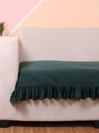 STITCHNEST Green Self Design 1 Seater Sofa Cover