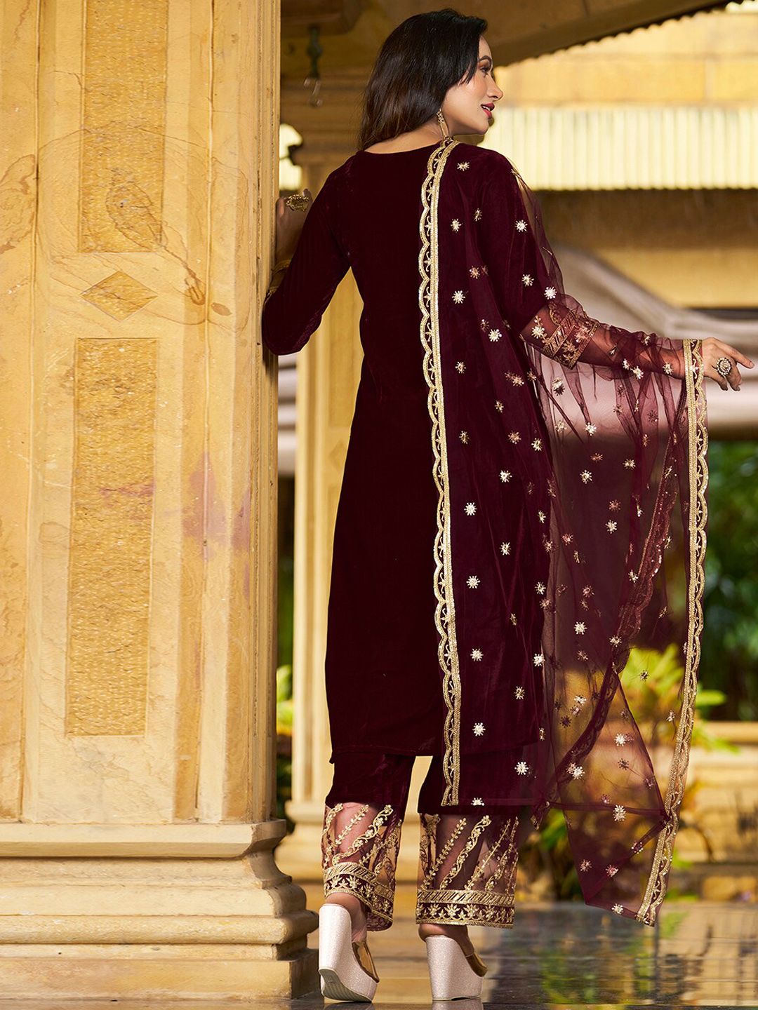 KALINI Ethnic Motifs Embroidered Kurta with Trousers & With Dupatta