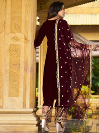 KALINI Ethnic Motifs Embroidered Kurta with Trousers & With Dupatta