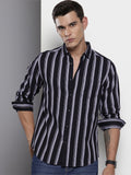 The Indian Garage Co Pure Cotton Slim Fit Opaque Striped Casual Shirt