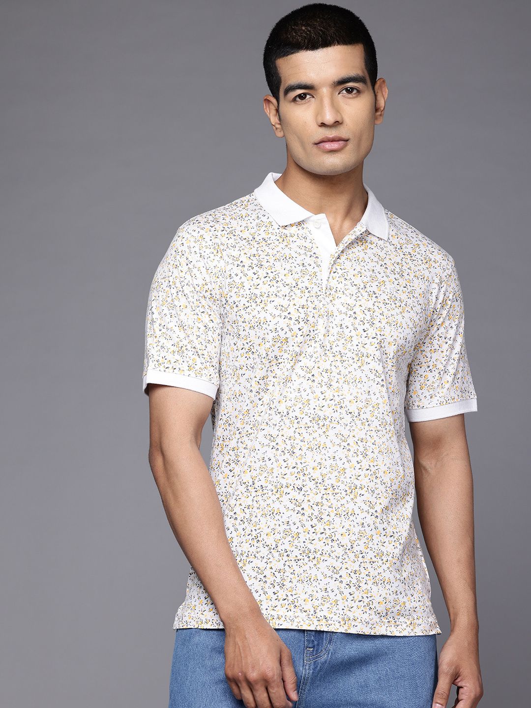 Raymond Printed Polo Collar Pure Cotton Slim Fit T-shirt