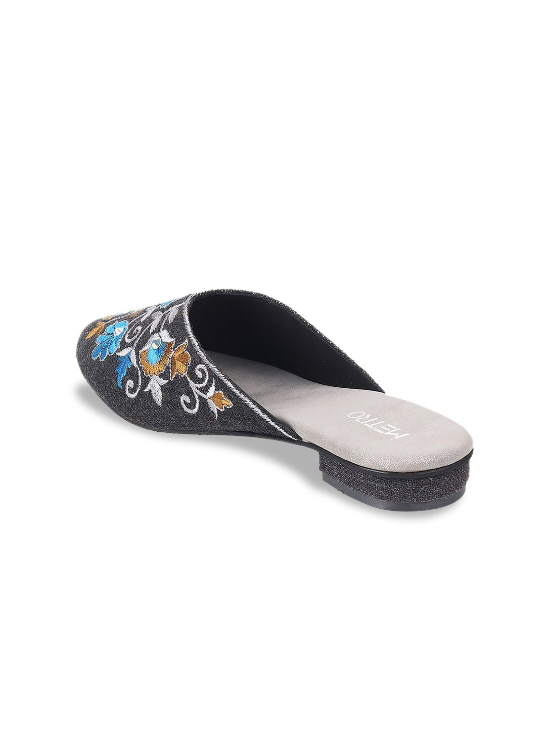 Metro Floral Embellished Embroidered Mules