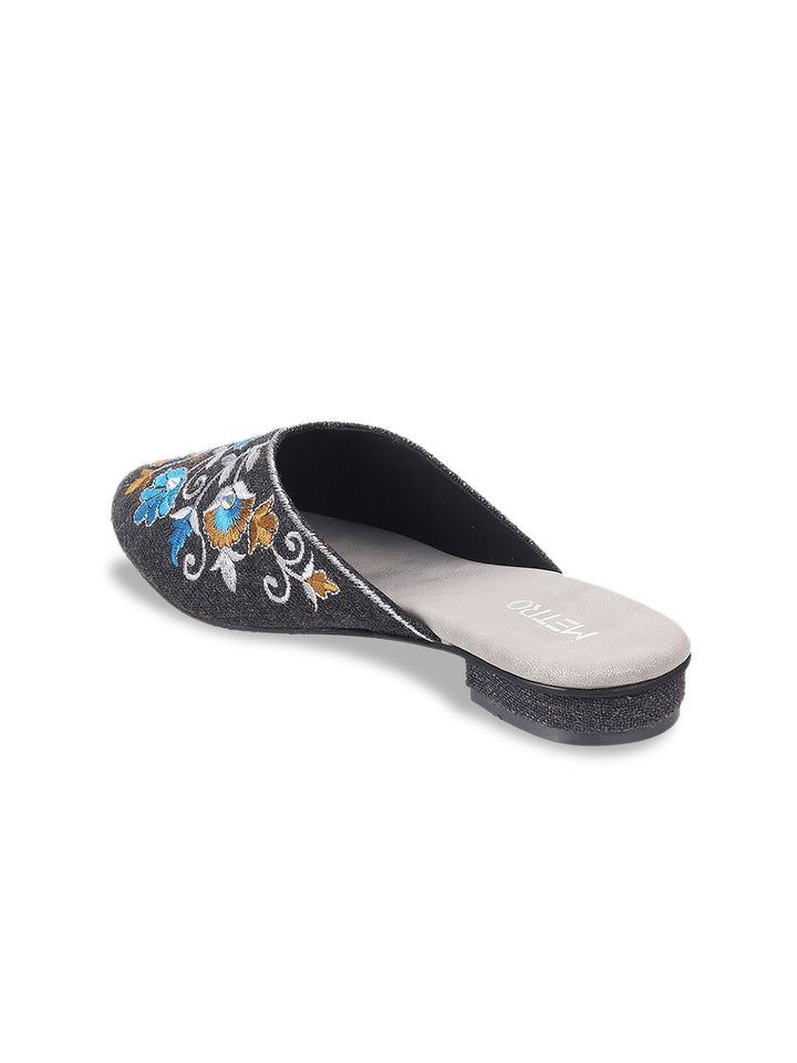 Metro Floral Embellished Embroidered Mules
