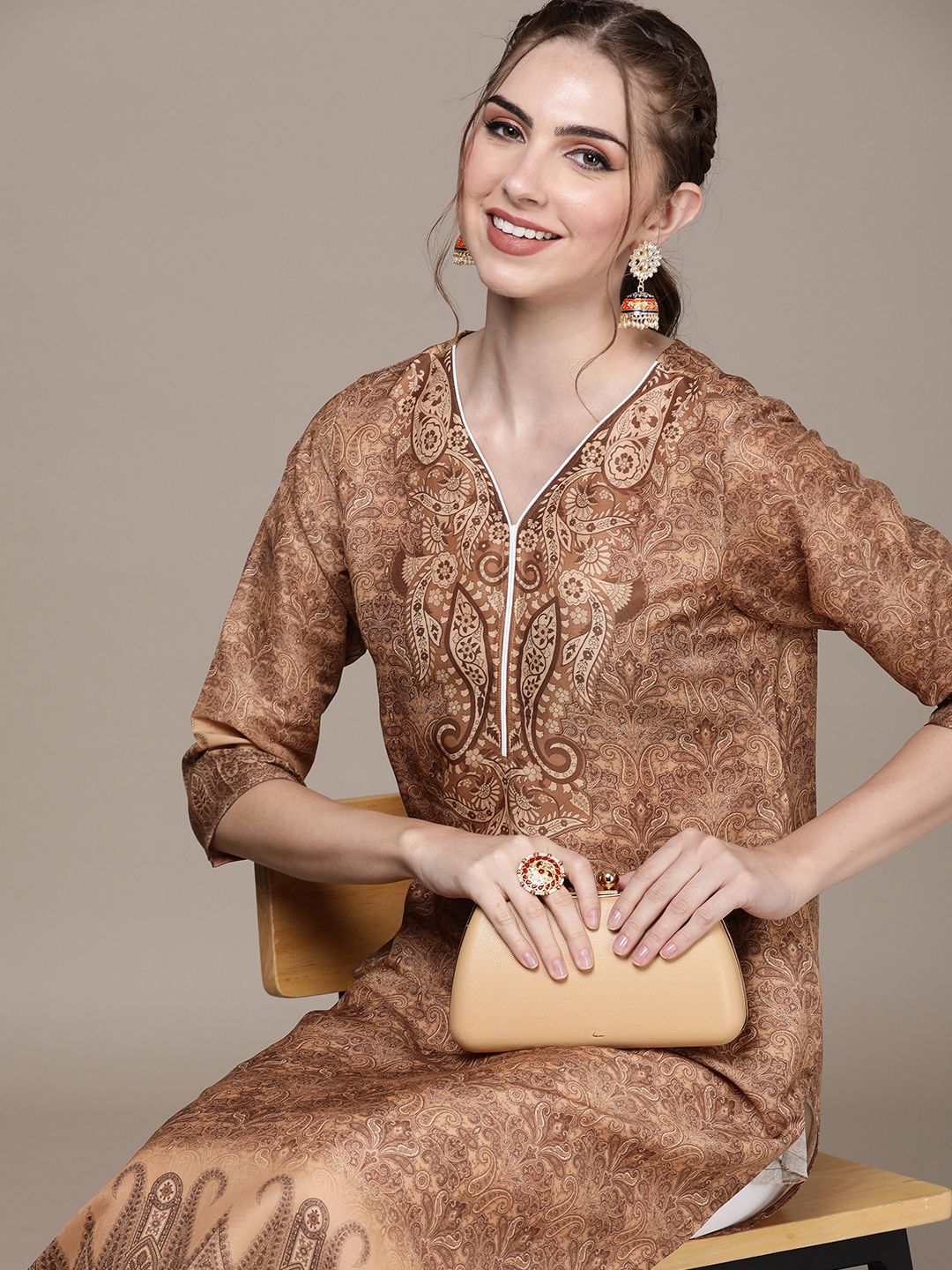 Anouk Paisley Printed Kurta With Palazzos