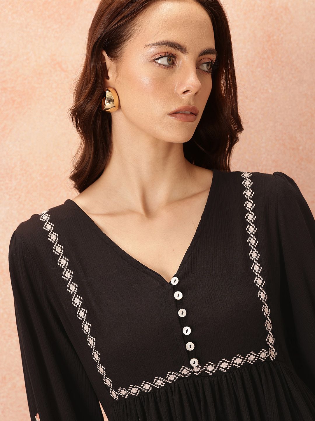 all about you Embroidered Detail A-Line Dress