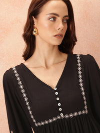 all about you Embroidered Detail A-Line Dress