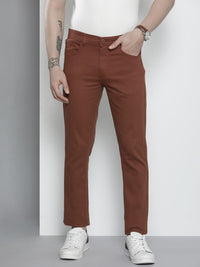 The Indian Garage Co Men Brown Solid Chinos Trousers