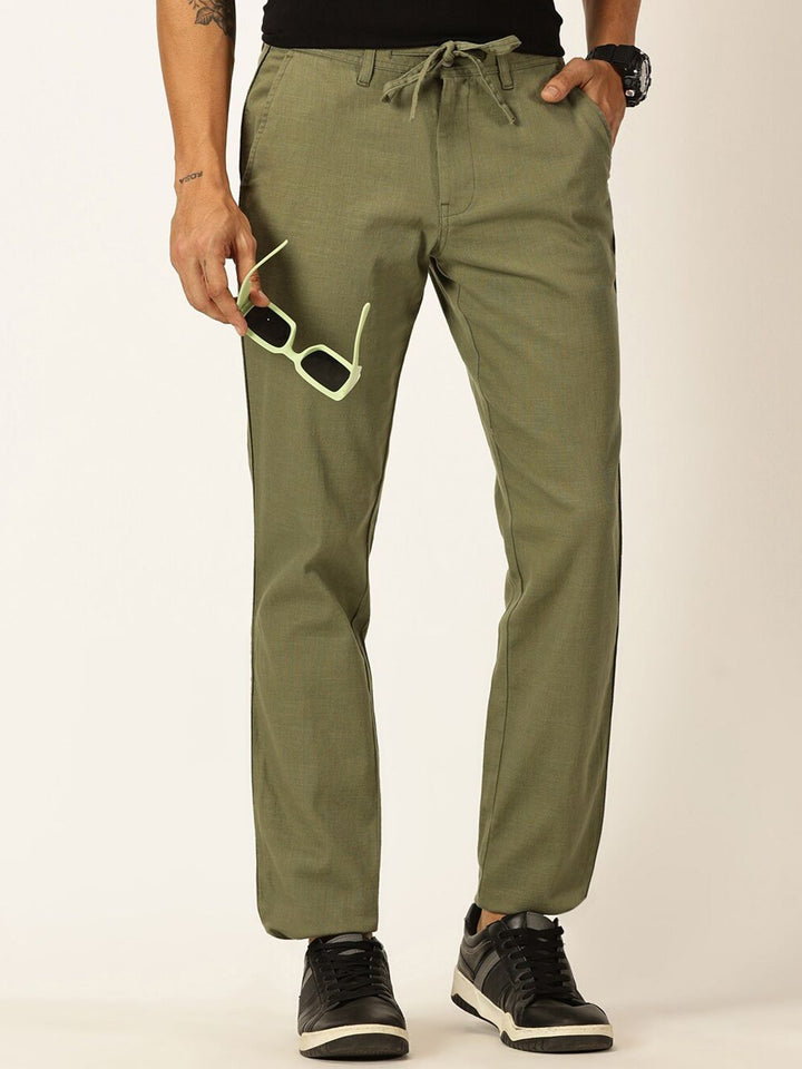 Thomas Scott Men Textured Mid-Rise Smart Chinos Trousers