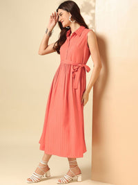 Anouk Shirt Collar Fit and Flare Midi Dress
