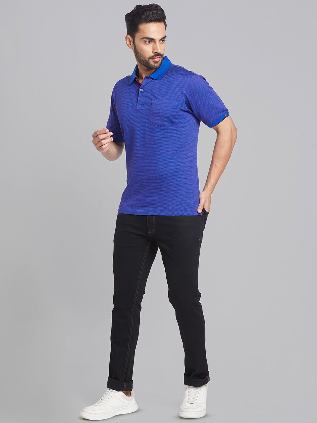 Raymond Woven Design Pure Cotton Contemporary Fit Tshirt