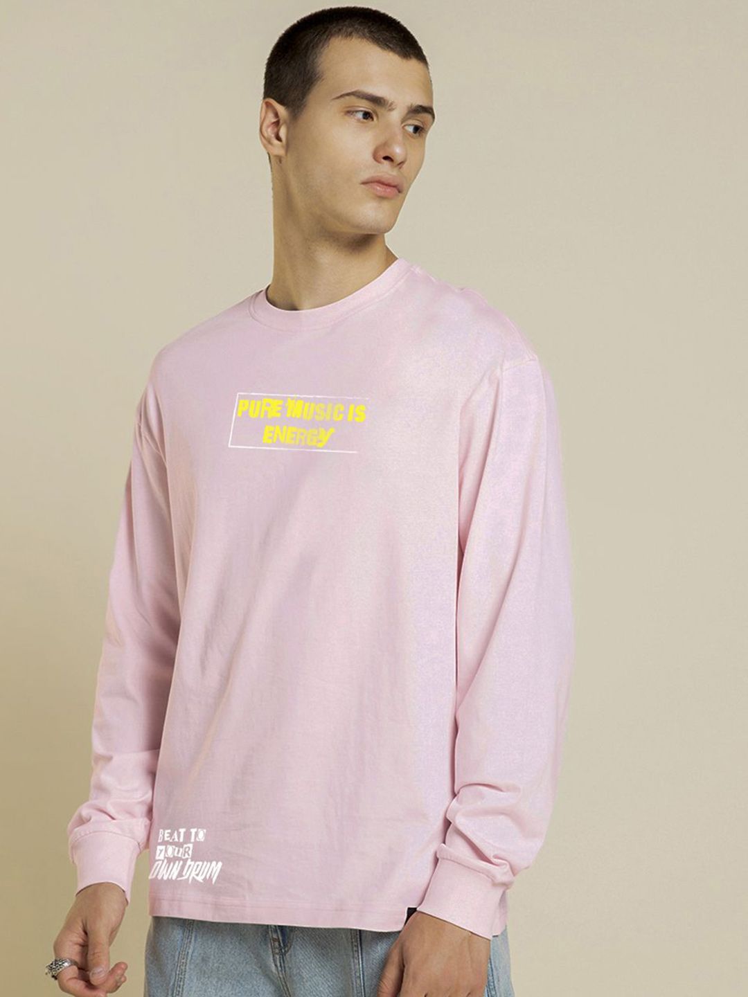 Bewakoof Pure Cotton Typography Printed Round Neck Oversized Garfield T-shirt